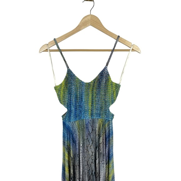 NWOT Sky Rosamary Cut Out Patterned Midi Dress in Green/Blue Size XS - Picture 11 of 16